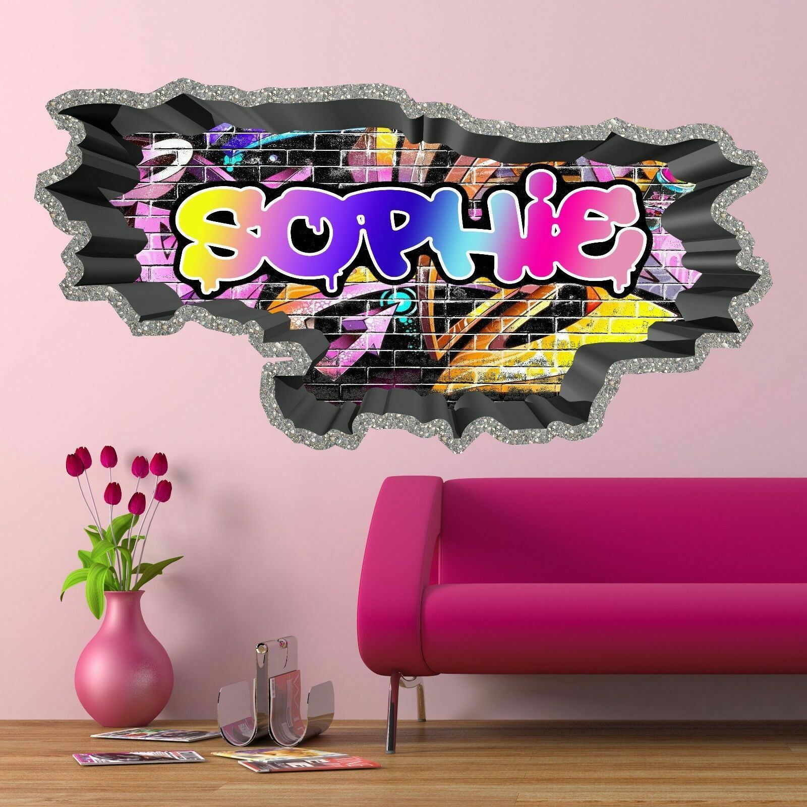 3D Graffiti Name Custom Personalized Vinyl Wall Sticker DIY For Home Decor
