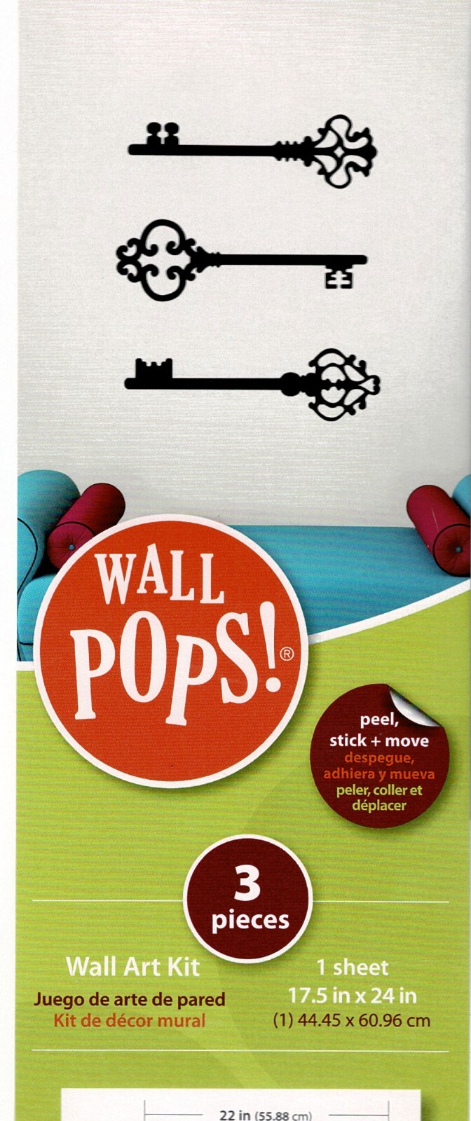 Keys to My Heart – 3 Pieces – Peel and Stick – Wallpops – WPK96850