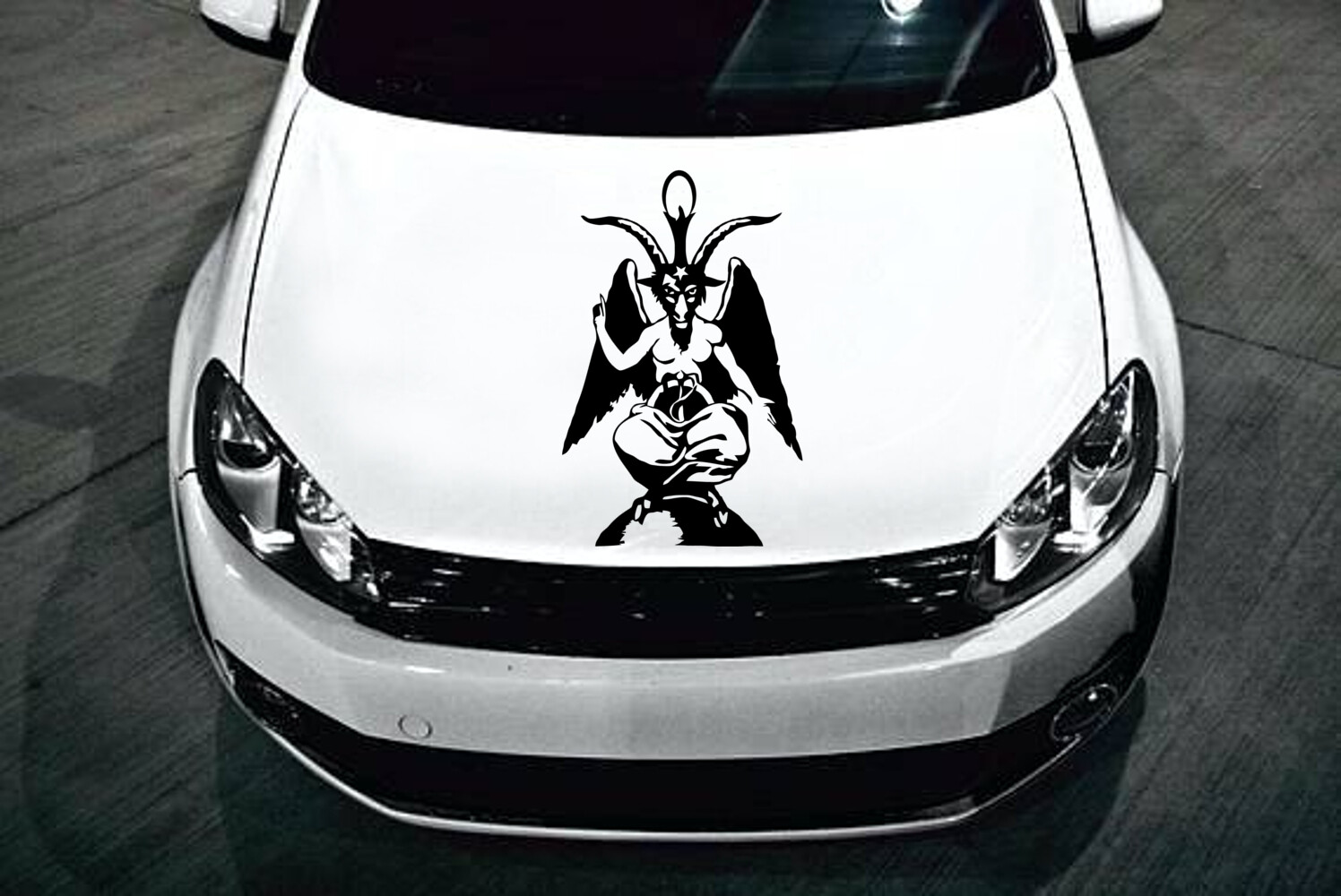 Baphomet Die Cut Vinyl Sticker – Occult Pentagram Car Decal Satanic Satan Skull