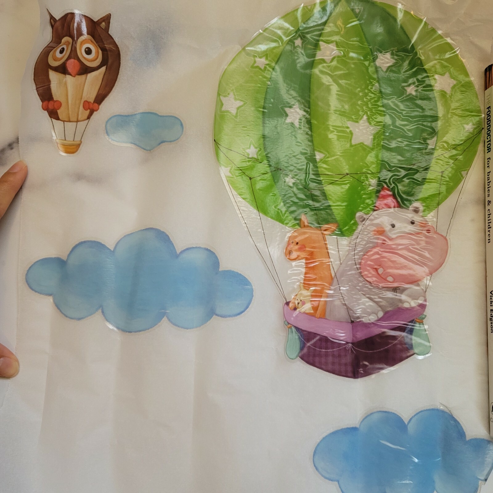 Nursery Wall Art Stickers Hot Air Balloon Unisex Baby Animals repurpose