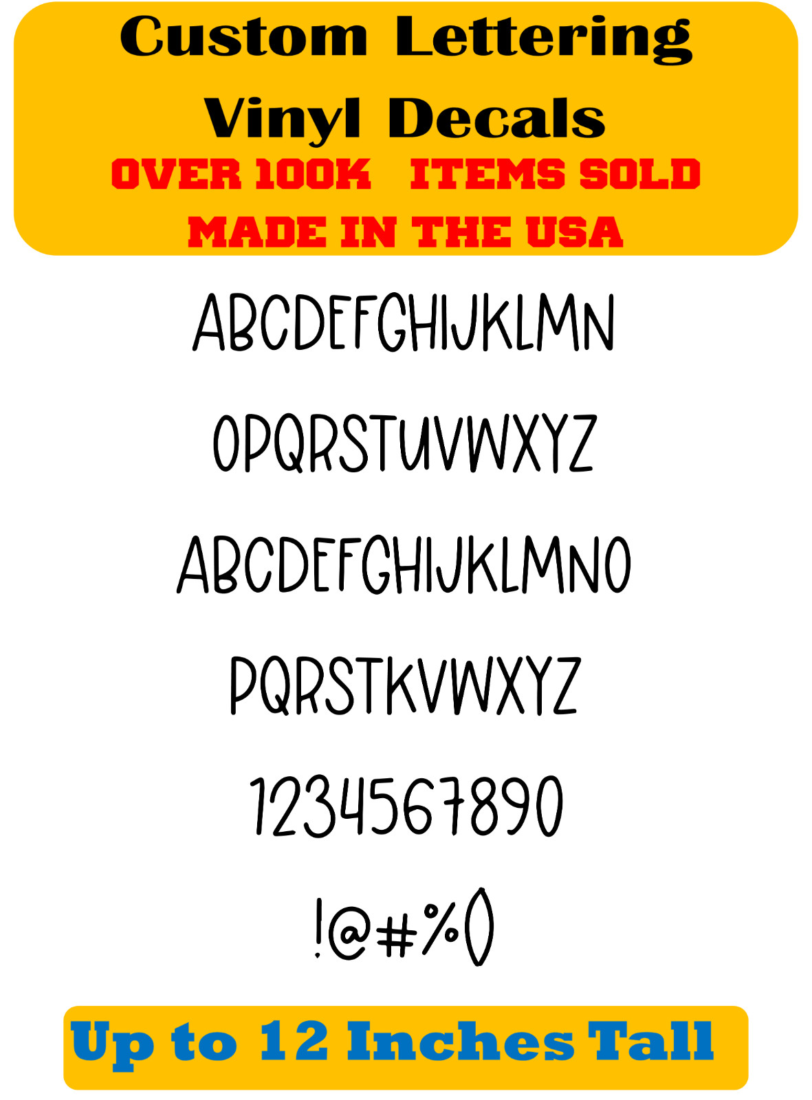 Custom Personalized Decal Vinyl Lettering Text Business Sign Handwritten Font vE