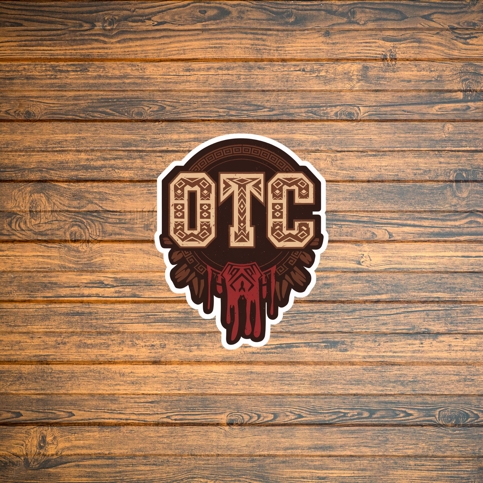 Aztec OTC Gaming Clan Logo Sticker – Intricate Tribal Emblem Design #2687