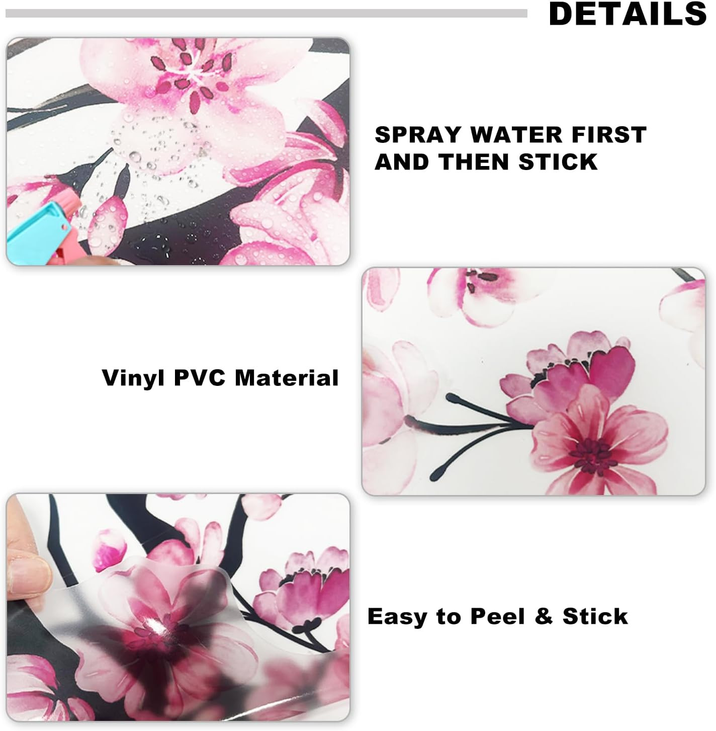 Large Pink Cherry Blossom Branch Wall Stickers – Floral Bird Decals