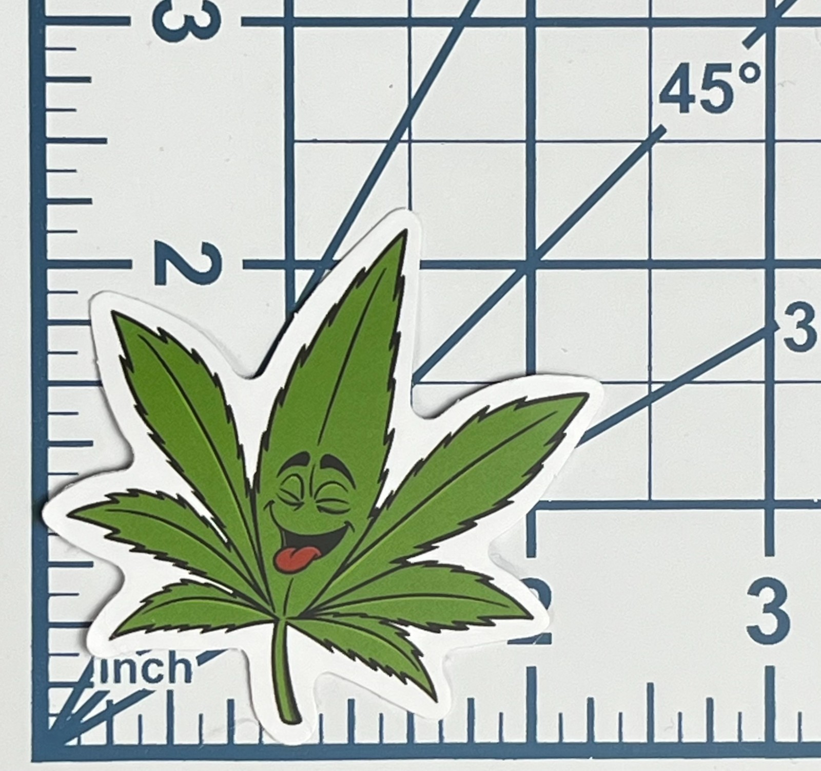 Funny Pot Leaf Vinyl Sticker Silly Weed Mascot Decal 420 Stoner Gift Art Green
