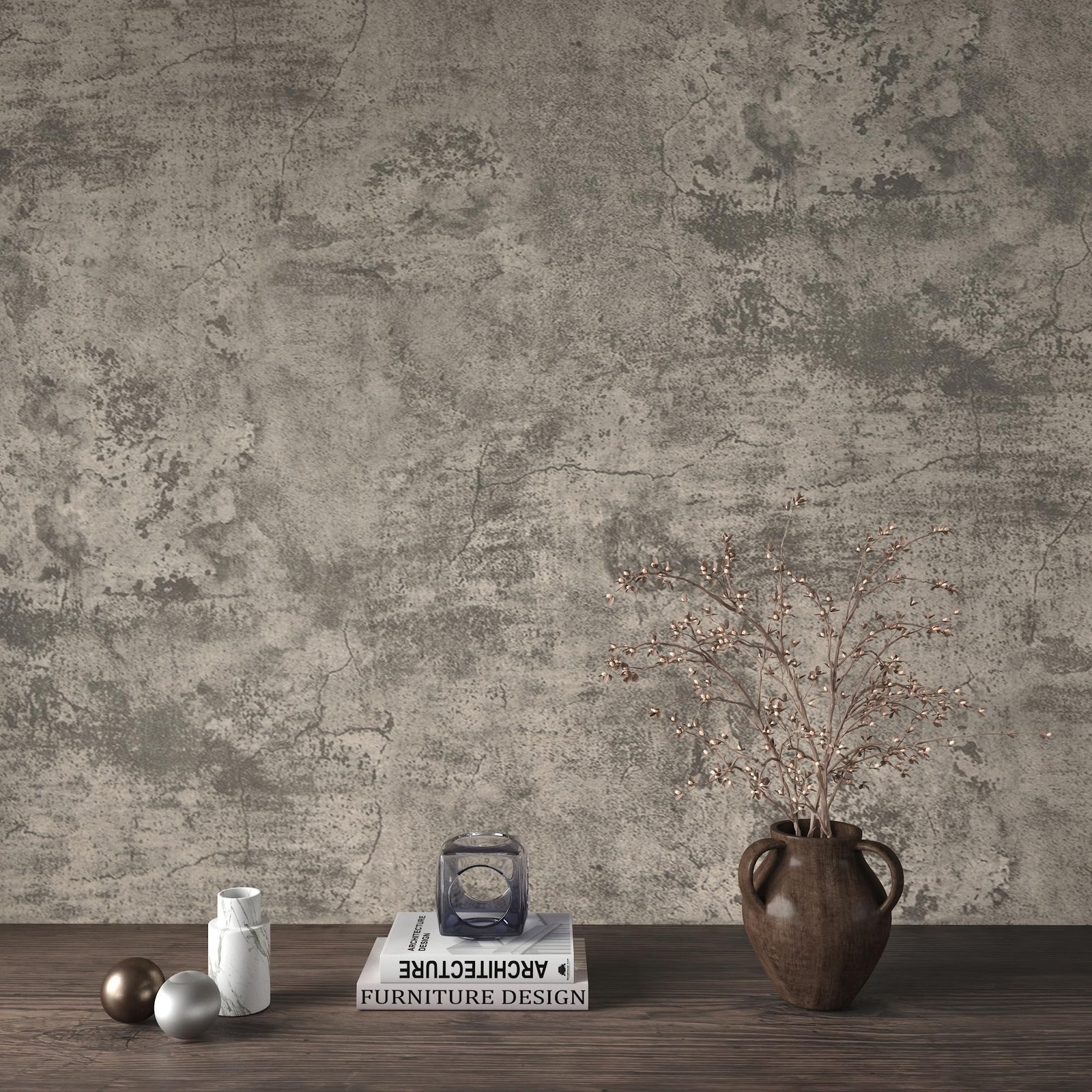 JSEVEM 48"×118" Extra Wide Thick Light Brown Grey Concrete Wallpaper Peel a