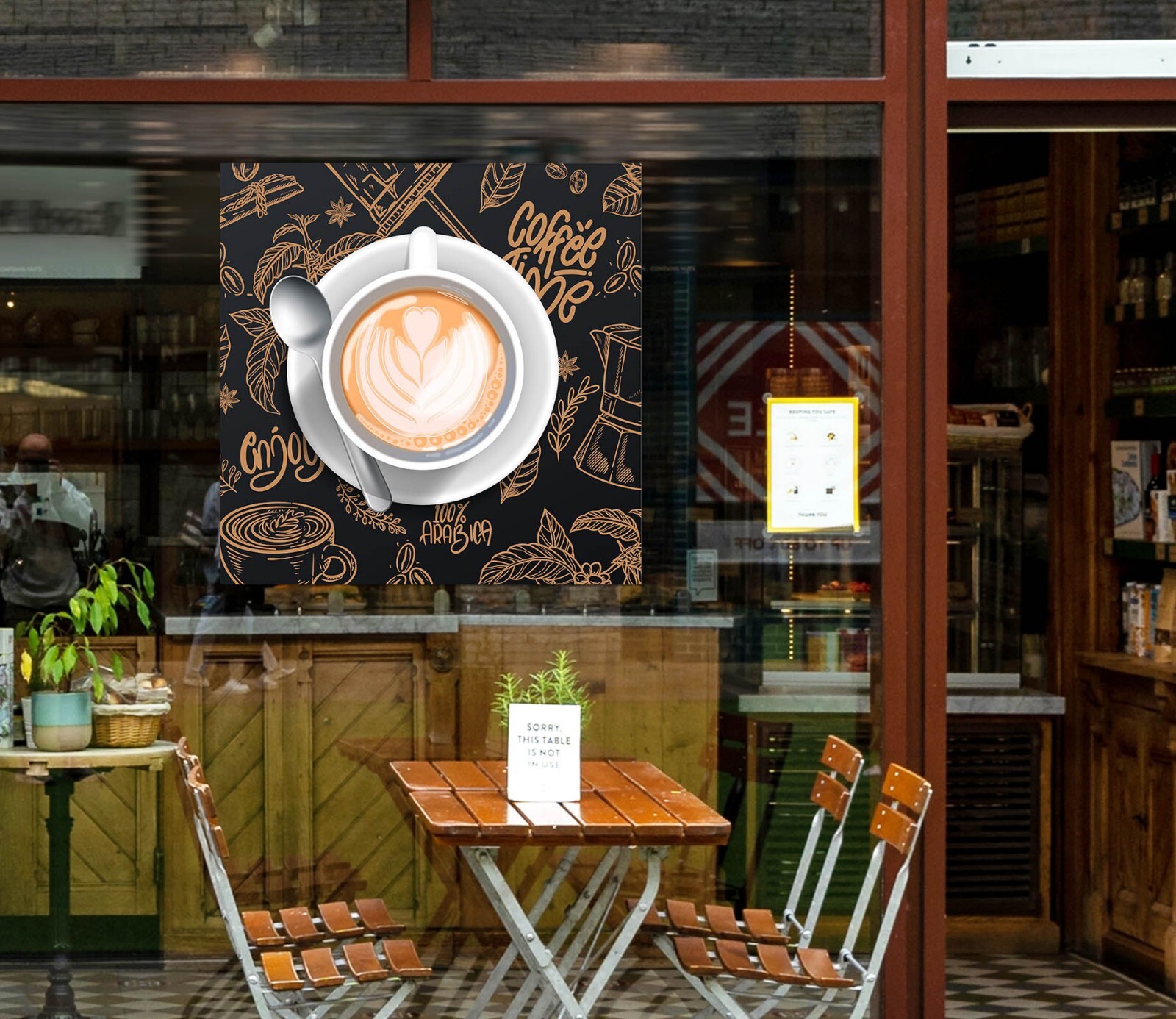 3D Coffee Shop Leisure K3212 Window Stickers Vinyl Wallpaper Wall Murals Kay