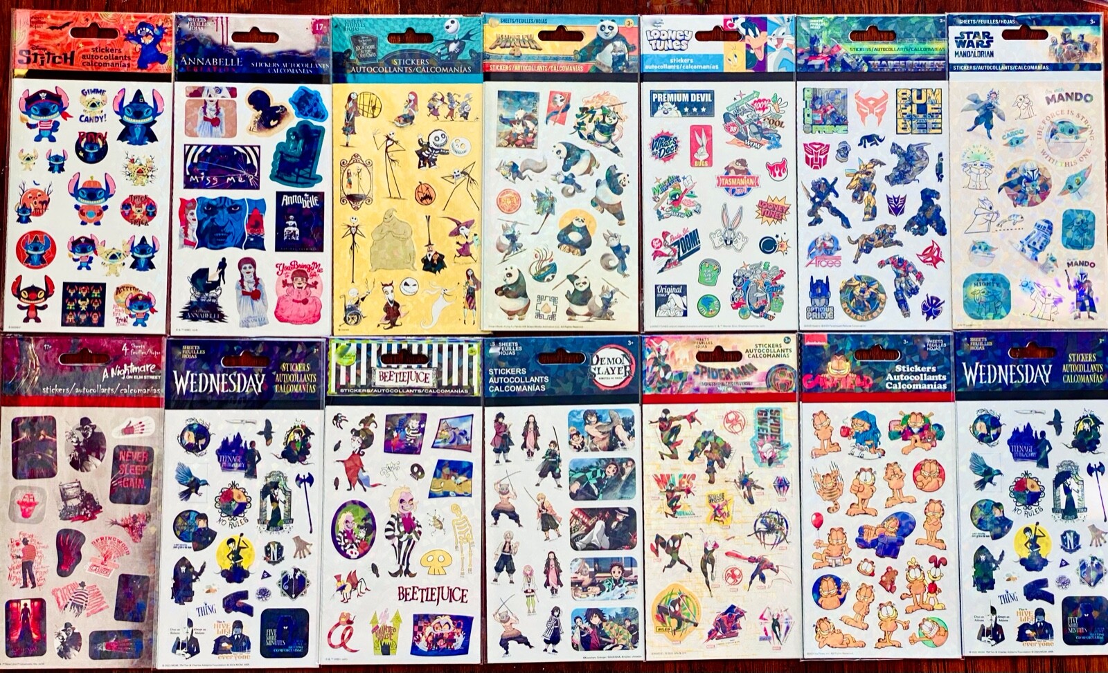 349+ STICKER LOT STITCH GARFIELD SPIDERMAN KUNG FU PANDA HELLO KITTY WEDNESDAY +
