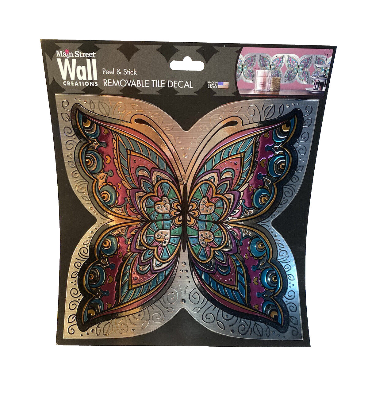 main street wall creations peel & stick removeable tile decal BUTTERFLY