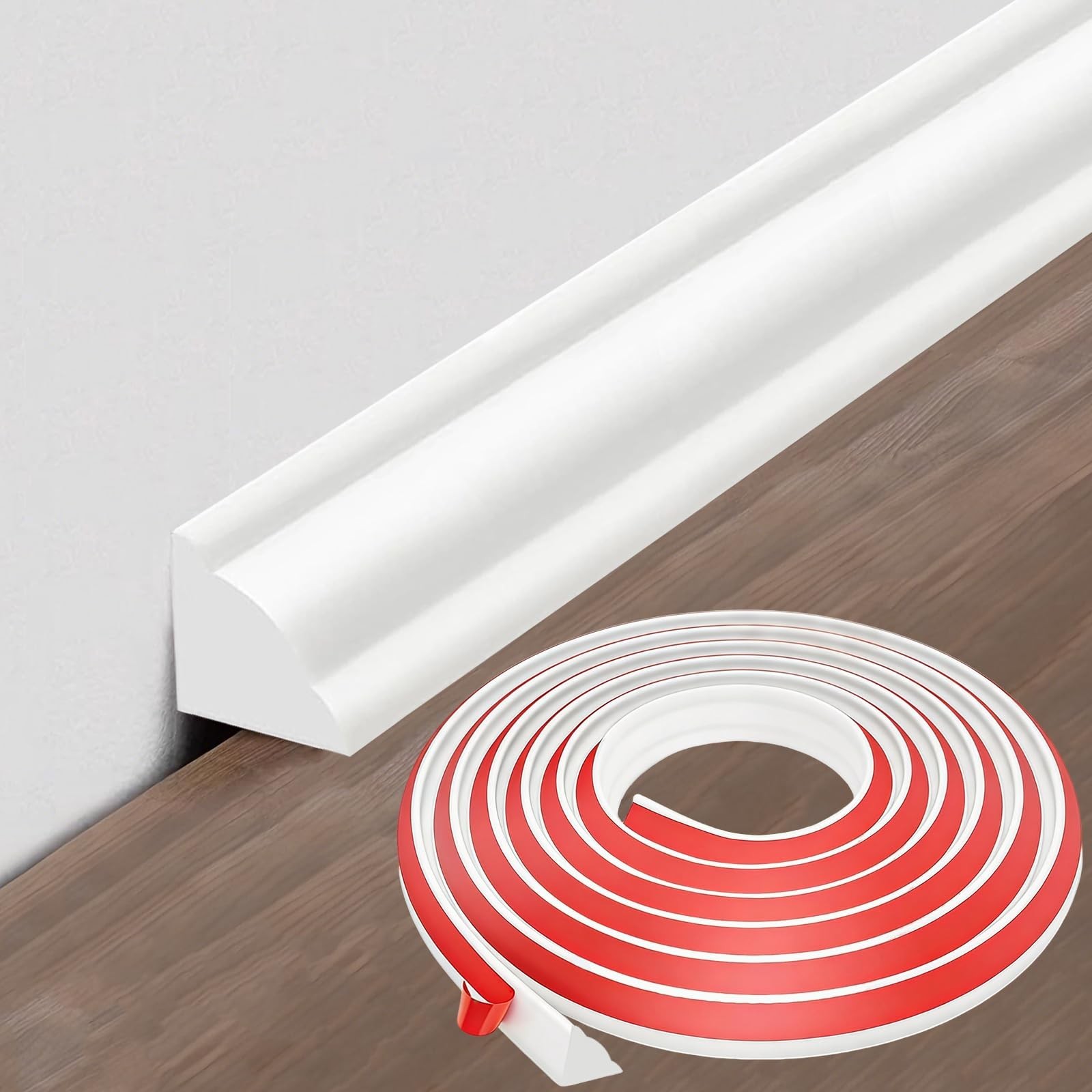Flexible Peel and Stick TPE Wall Molding Trim 1/2" x 16.4ft Self-Adhesive Basebo