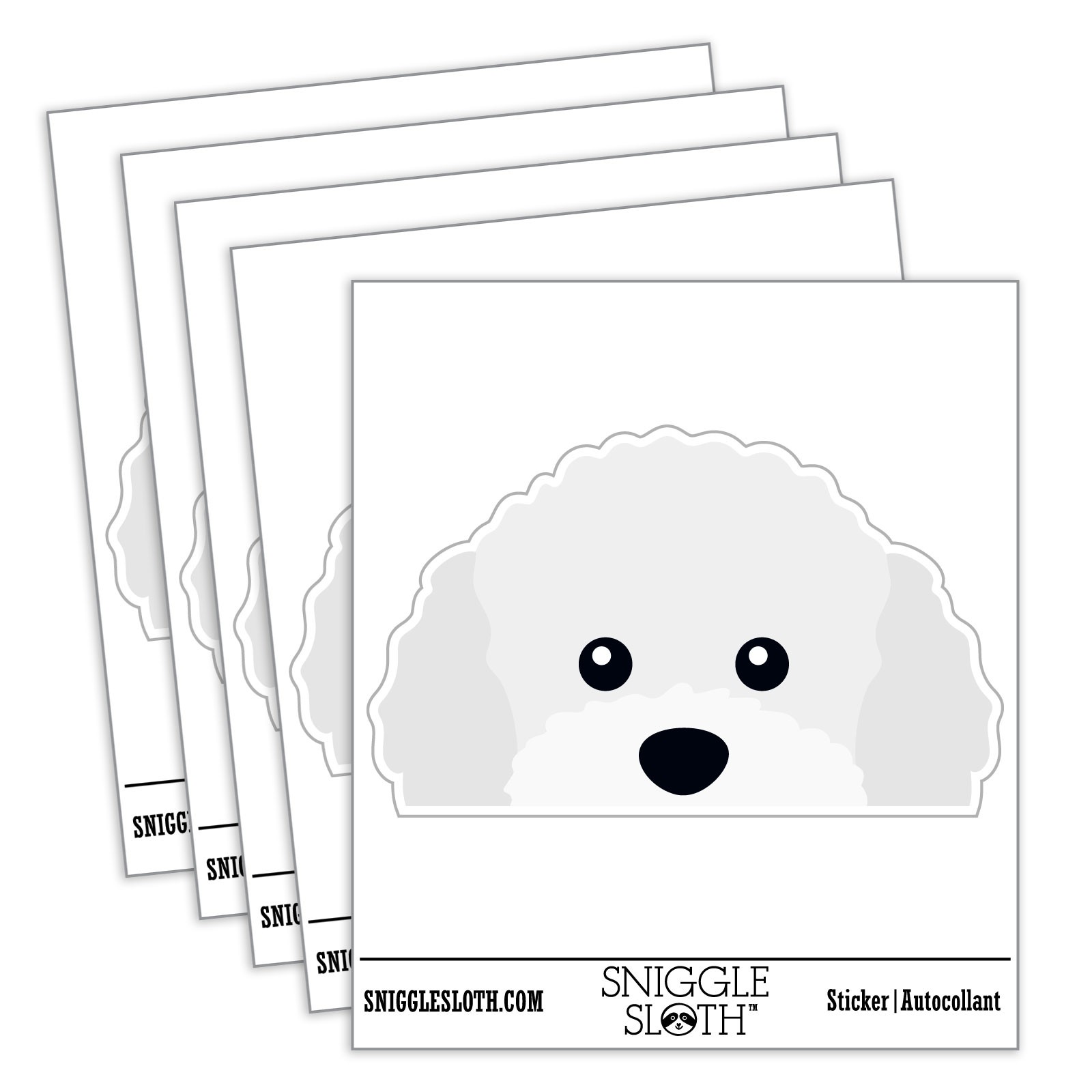Peeking White Toy Poodle Dog Waterproof Vinyl Decal Sticker Set – 5 Pack