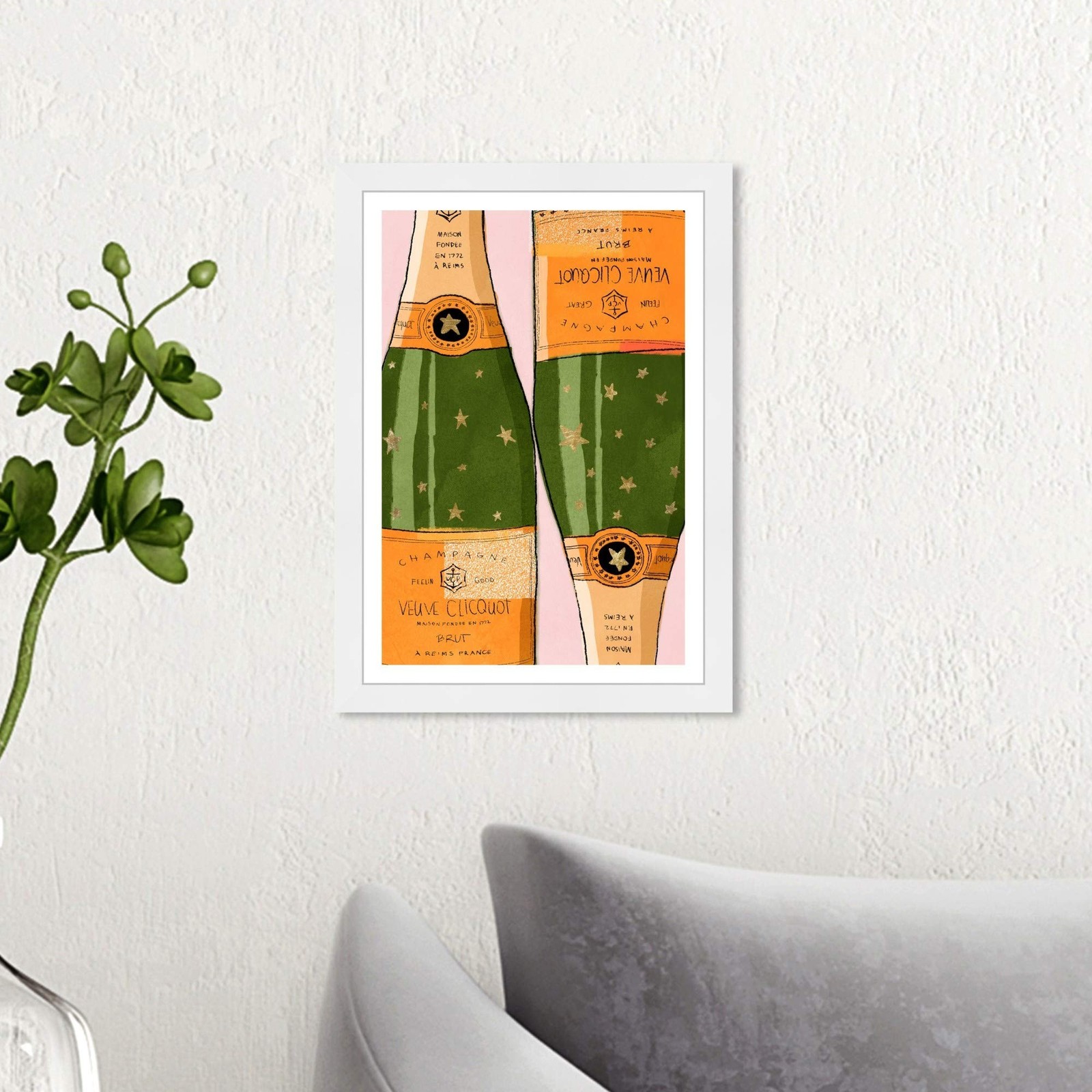 Wynwood Studio Drinks and Spirits Wall Art Framed Prints 'Shiny Champagne Hom…