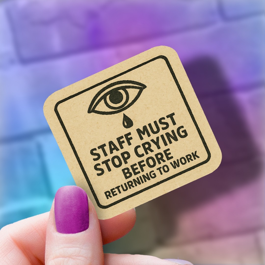 Funny Workplace Crying Policy Sticker: Stop Crying at Work Decal – Cubicle Decor