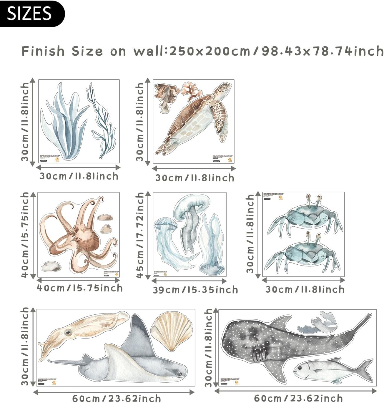 Ocean Wall Decals Marine Animal Boys Bedroom Large Stickers Removable Whale Deco