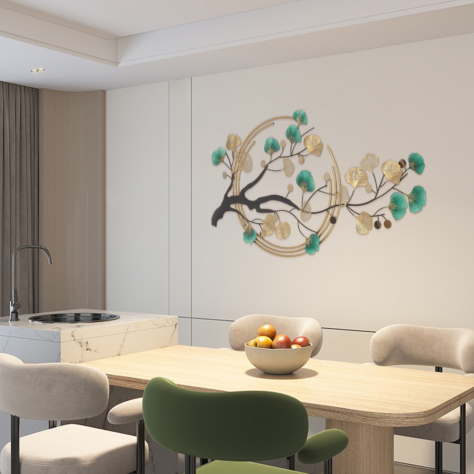 Metal Wall-mounted Home Decoration Art Creative Ginkgo Decor For Living Room