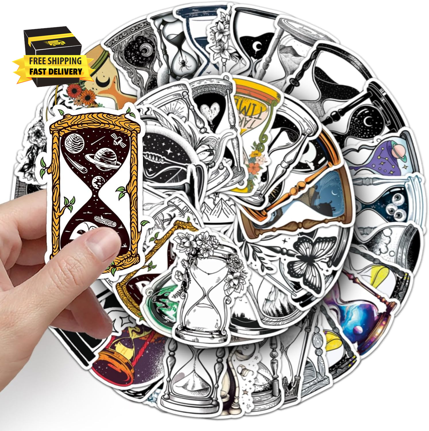 50PCS Magic Hourglass Waterproof Stickers Graffiti Aesthetics Waterproof Vinyl f