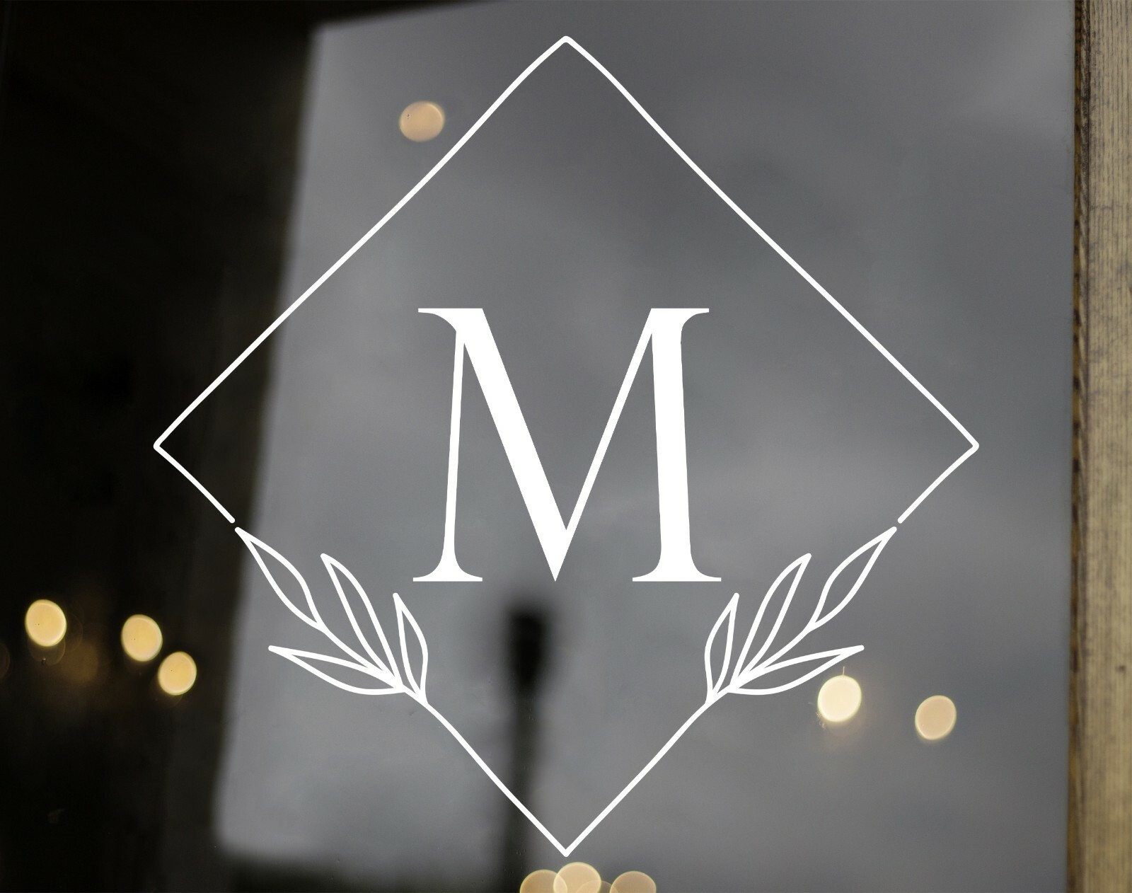 Monogram in Diamond Wreath Vinyl Decal – Family Name Initial – Die Cut Sticker