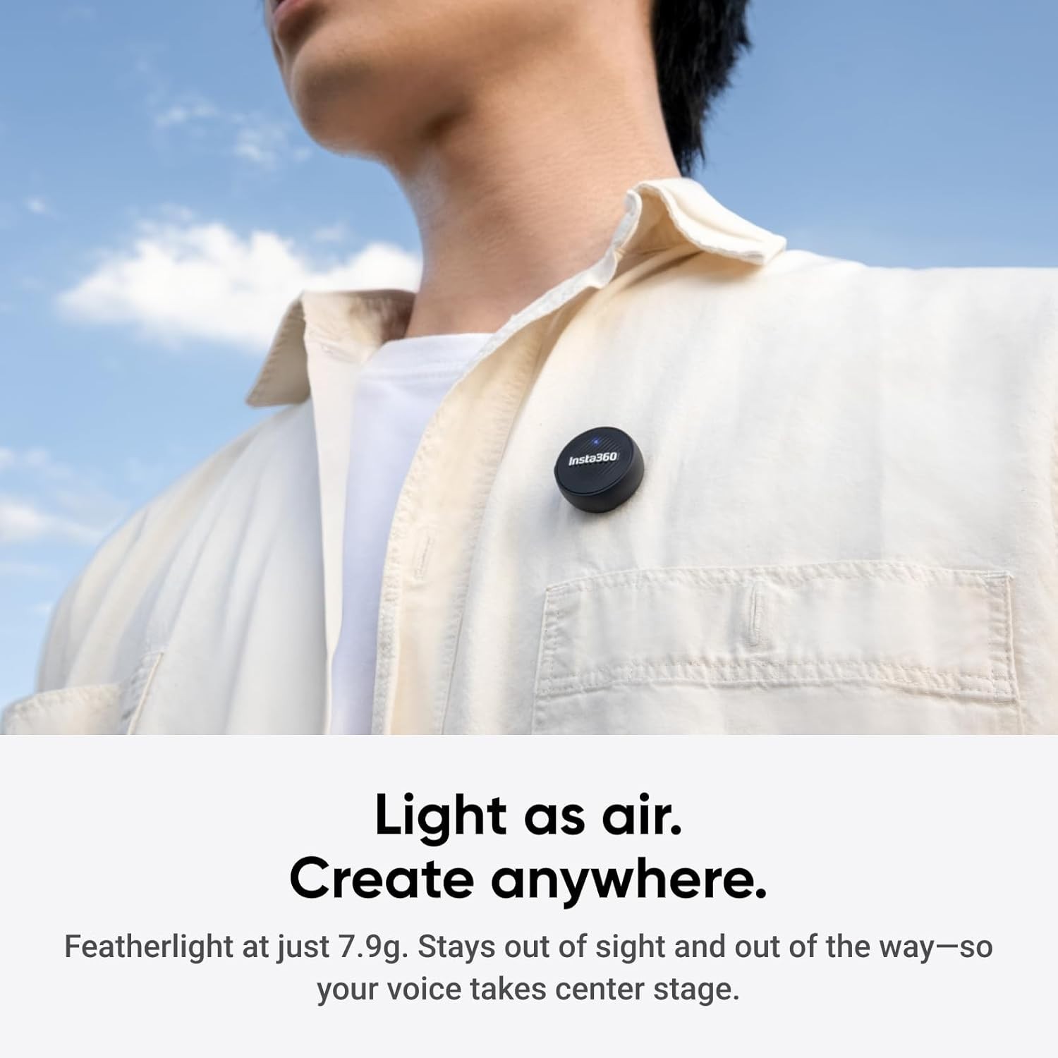Mic Air Transmitter, 7.9g Ultralight, Wireless Microphone, Noise Cancel