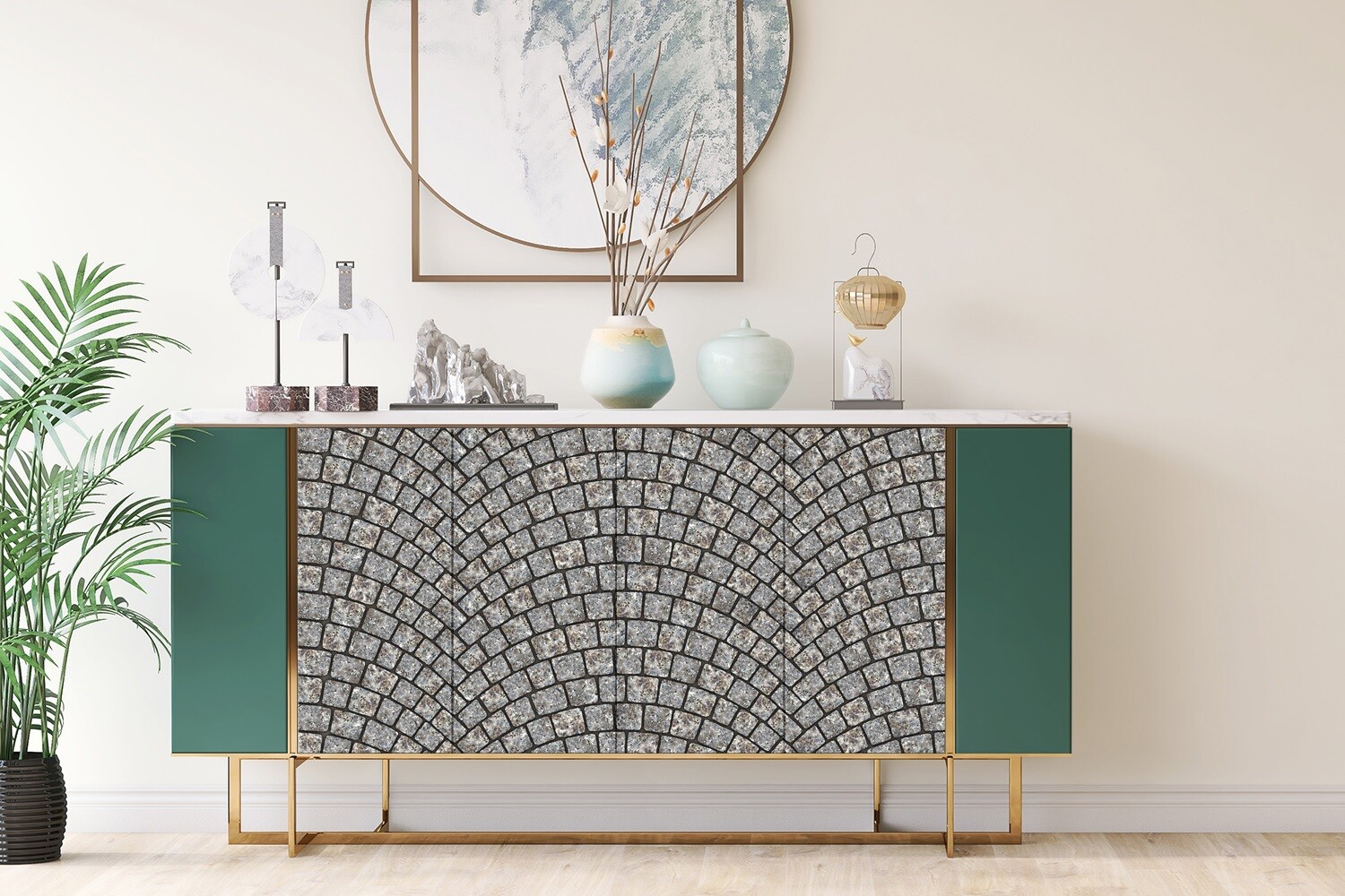 Decorative Sticker Veneer Furniture Wardrobe Table Adhesive Cobblestone 100×50