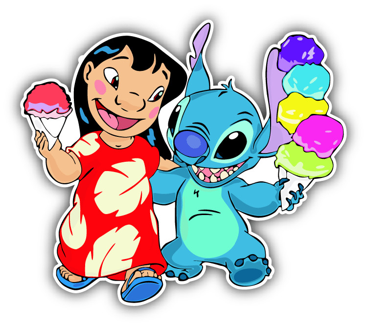 Lilo & Stitch Ice Cream Cartoon Car Bumper Sticker Decal 5" x 4"