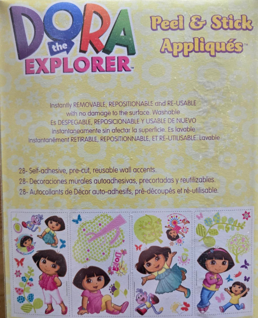Dora the Explorer Wall Stickers Peel & Stick Appliques Kids Room Nickelodeon