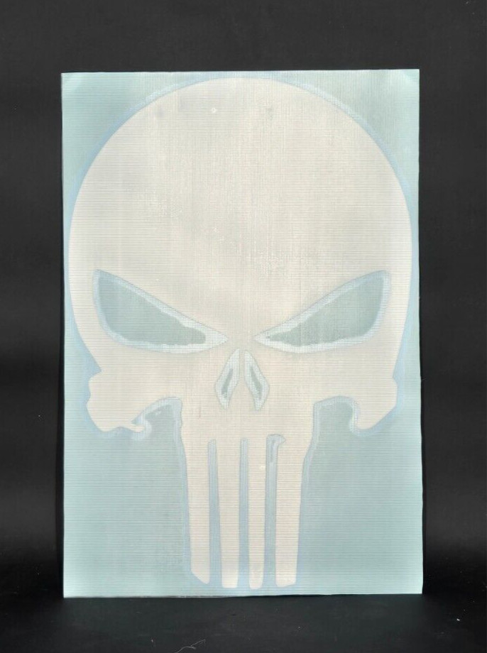 2 Marvel The Punisher White Logo Shaped Vinyl Decal Stickers 7.5" X 5"