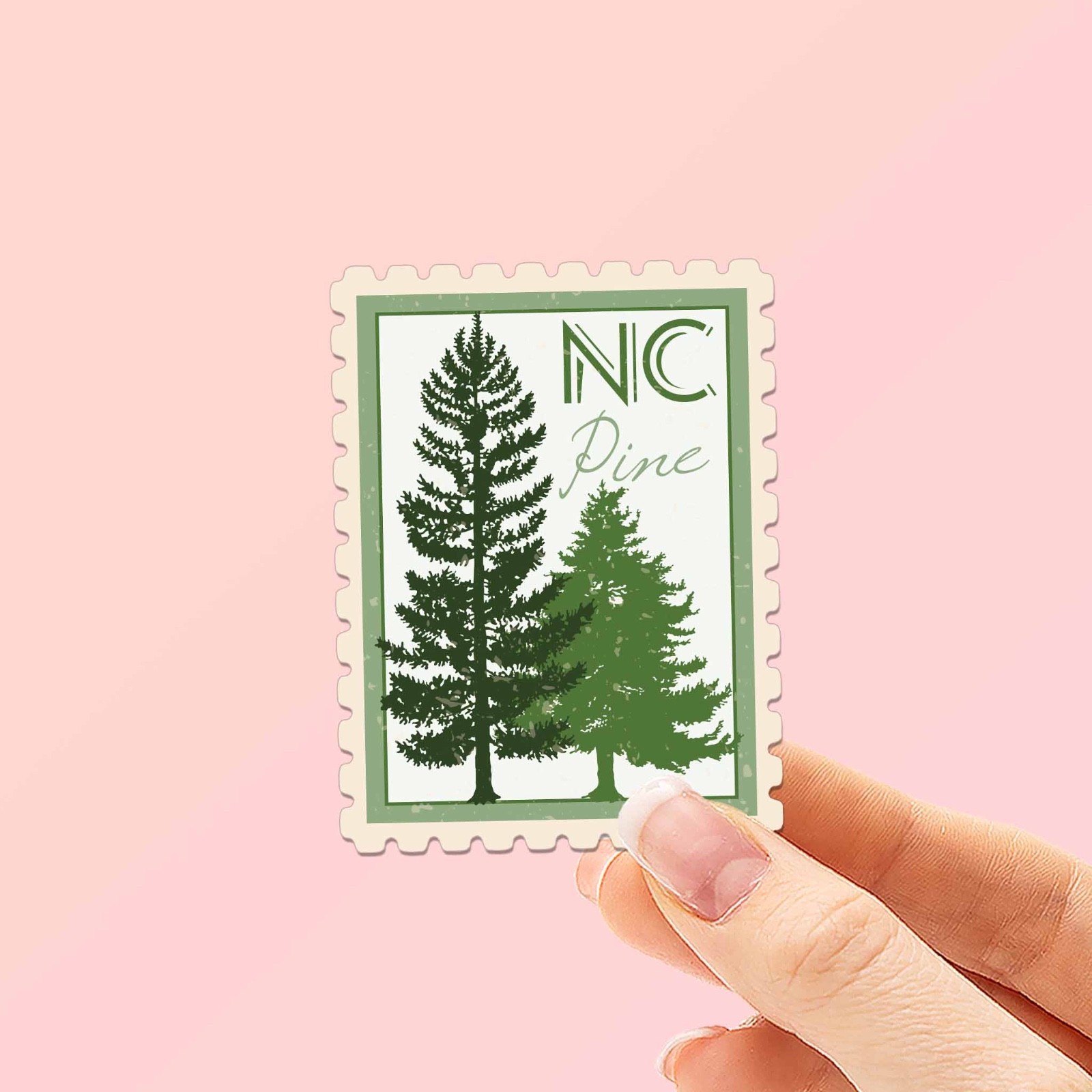 North Carolina State Tree Pine Sticker – NC Vintage Stamp Decal