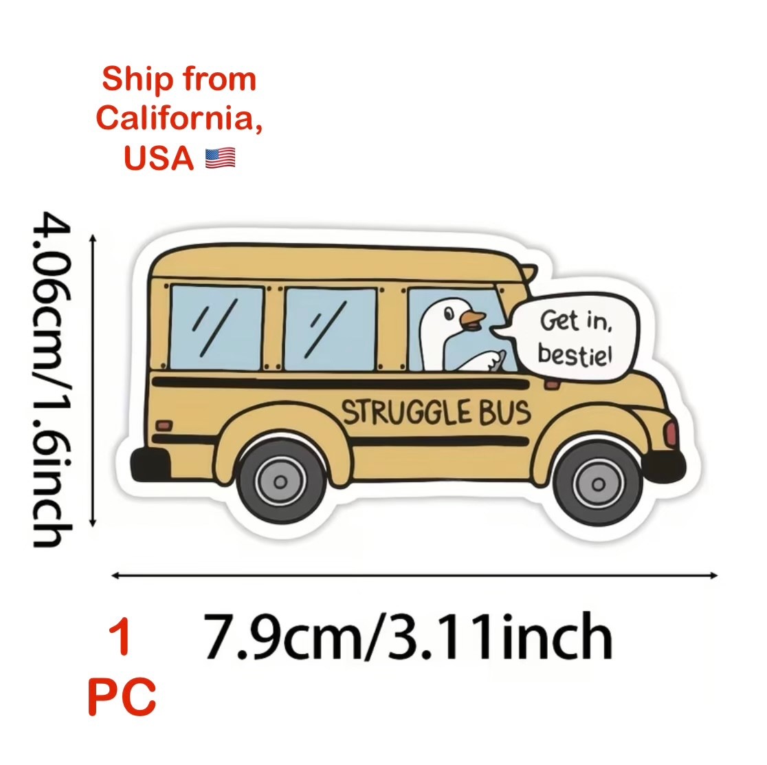 1 PC – Glossy “Struggle Bus…” Funny sticker decal phone laptop fridge cup book