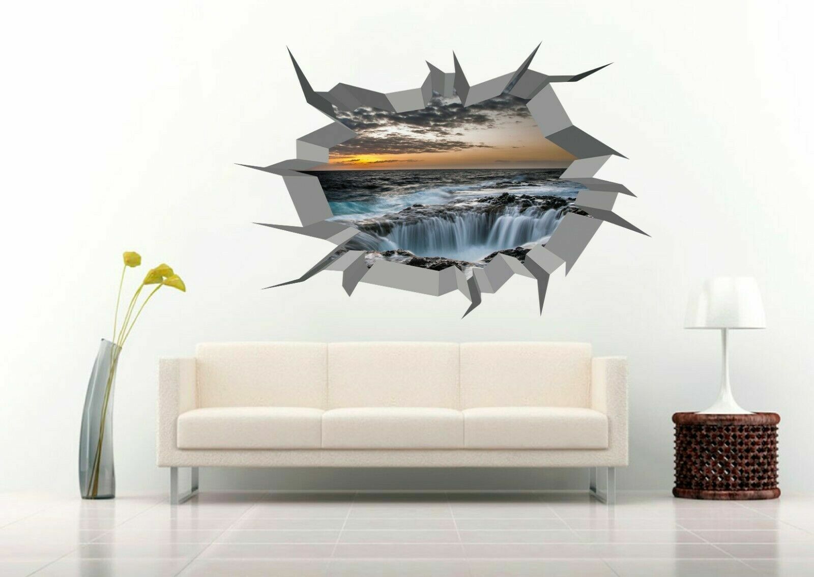 Thor's Well Oregon View 3D Crack Hole Wall Decal Vinyl Sticker Mural Art Decor