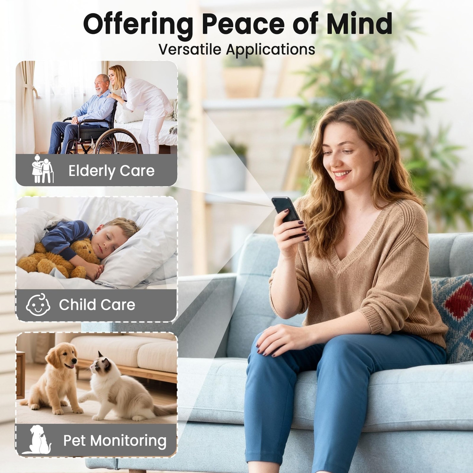 Indoor Camera, 4K Security Camera, Wireless Camera with 100-day Standby Time,…
