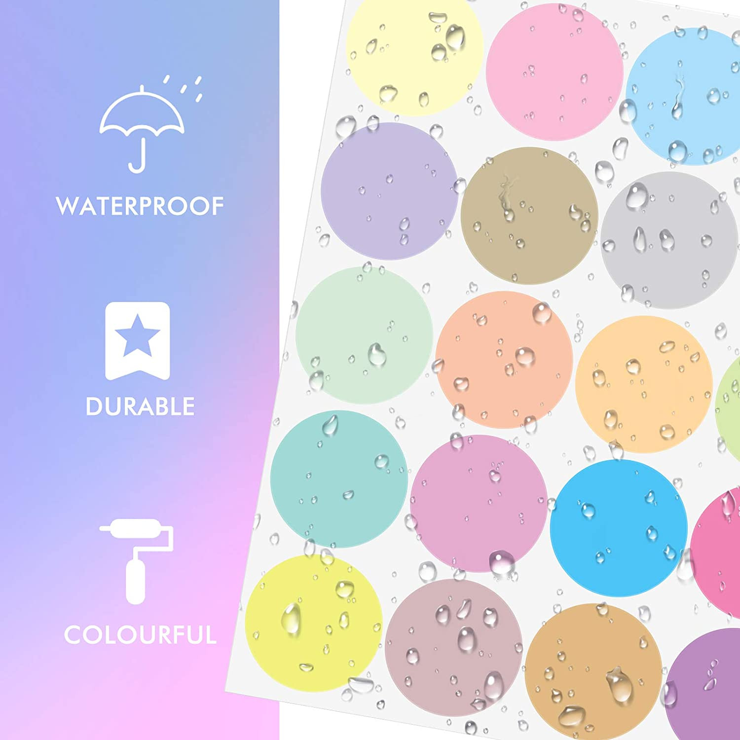 240 Pieces Polka Dots Wall Decals 2 Inch Multi-Color Rainbow Vinyl Dots Removabl