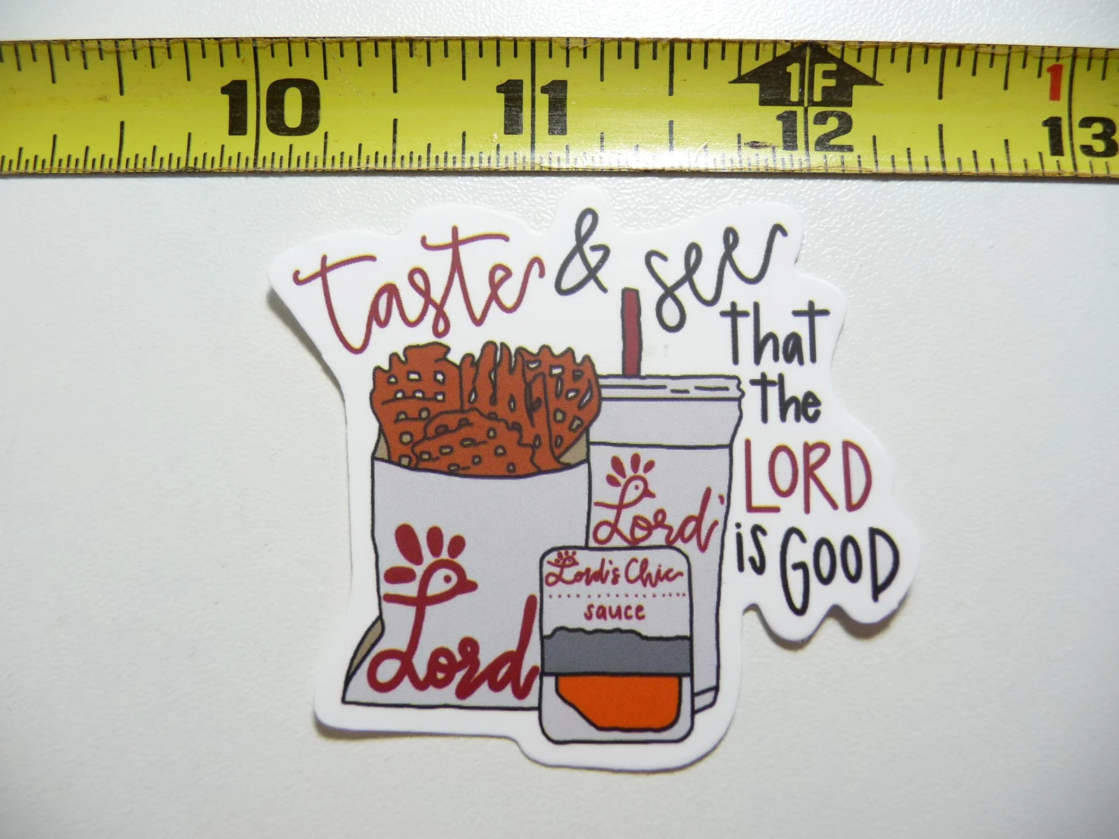 RELIGIOUS FAST FOOD LORD GOOD SMALL STICKER DECAL CHRIST FAITH CHURCH BELIEF