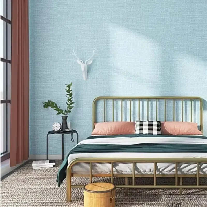 Self-adhesive Wallpaper Linen Thicken Waterproof Mildew Proof Plain Color Living