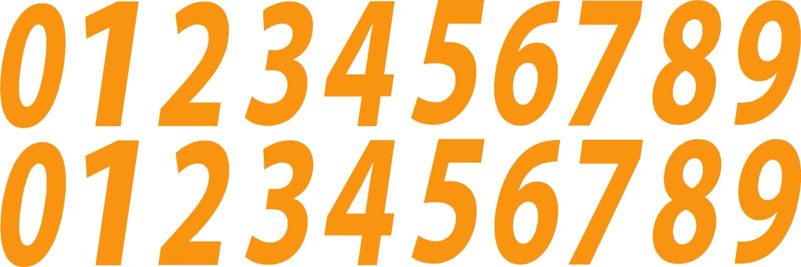 0-9 Reflective Numbers Orange Sticker Vinyl Decal pick 1"-12" Set Of 20 (RV1-2)