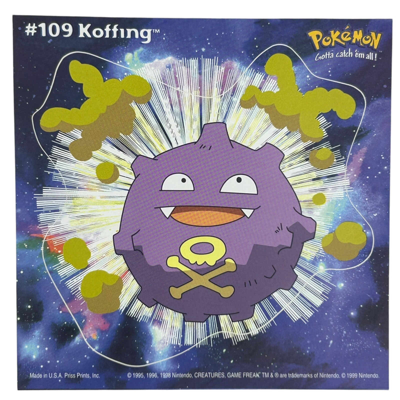 Pokemon Collect ’em Stick-Ups Koffing #109 Large 4” Sticker Priss Prints