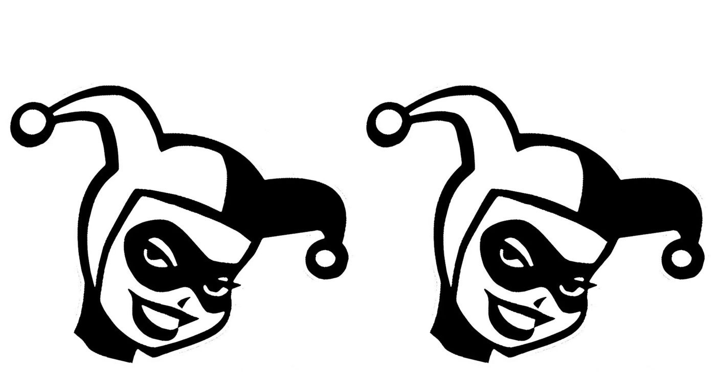 Harley Retro Harlequin Face Two Pack 5" x 4" Vinyl Decals Vehicles Tumbler Mug