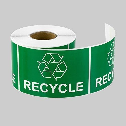 Recycling Sticker, 3 x 2 inch, Rectangle, Green, 300 Labels | Recycle Sticker…