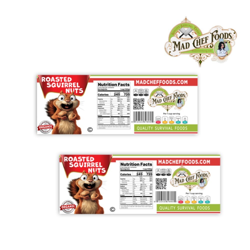 FUNNY Christmas Roast Squirrel Nuts Can Label STOCKING STUFFER Joke Gag Gift 2PK