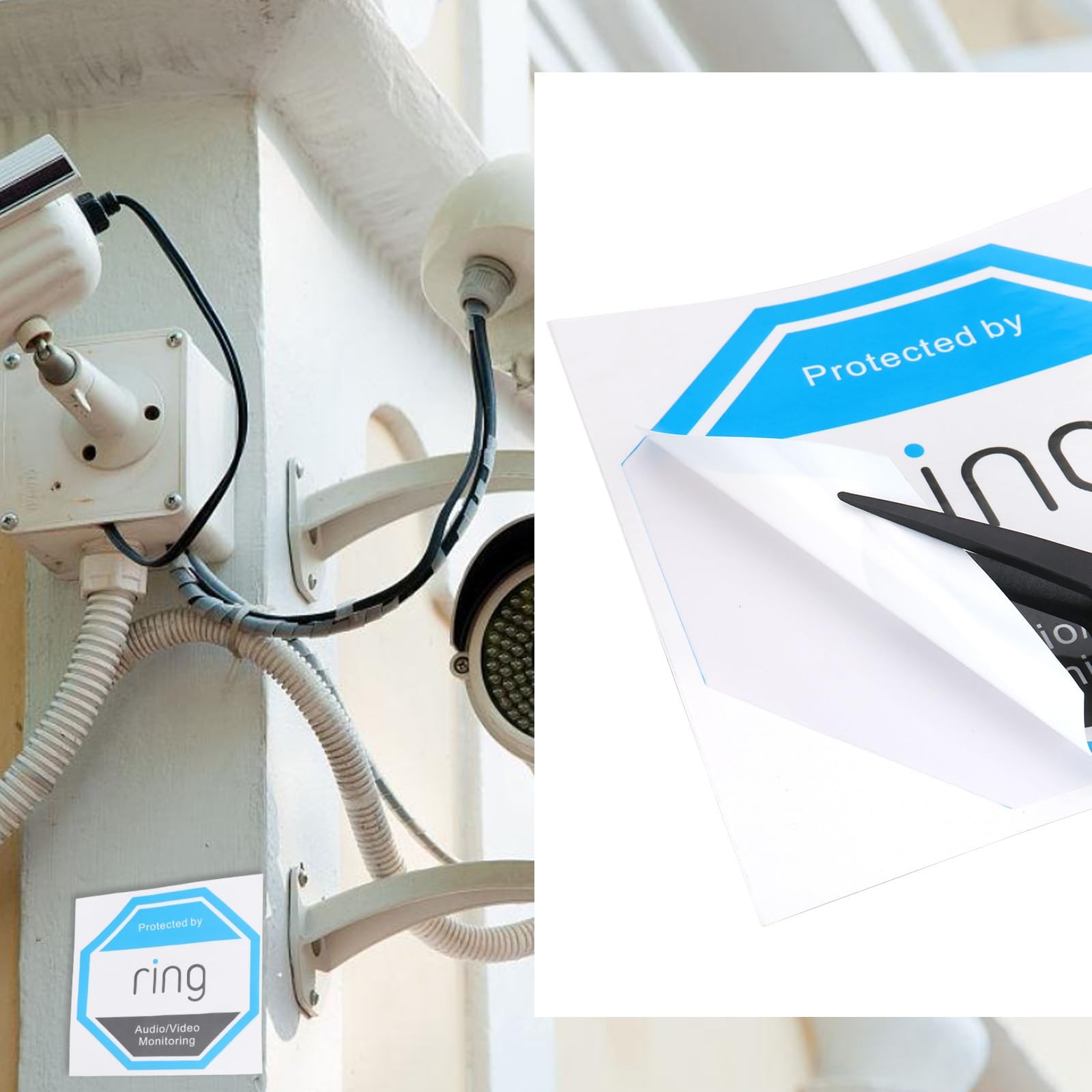 10Pcs CCTV Doorbell Camera Sticker Ring Doorbell Stickers PVC Waterproof Stic…
