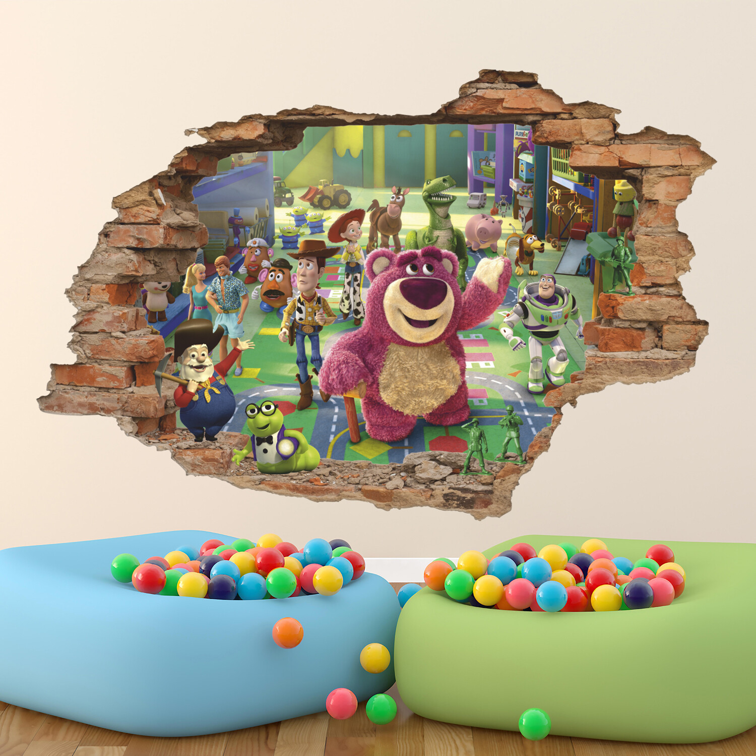 Toys 3D Wall Decal, Wall Sticker, Woody, Andy, Buzz Lightyear, Decor