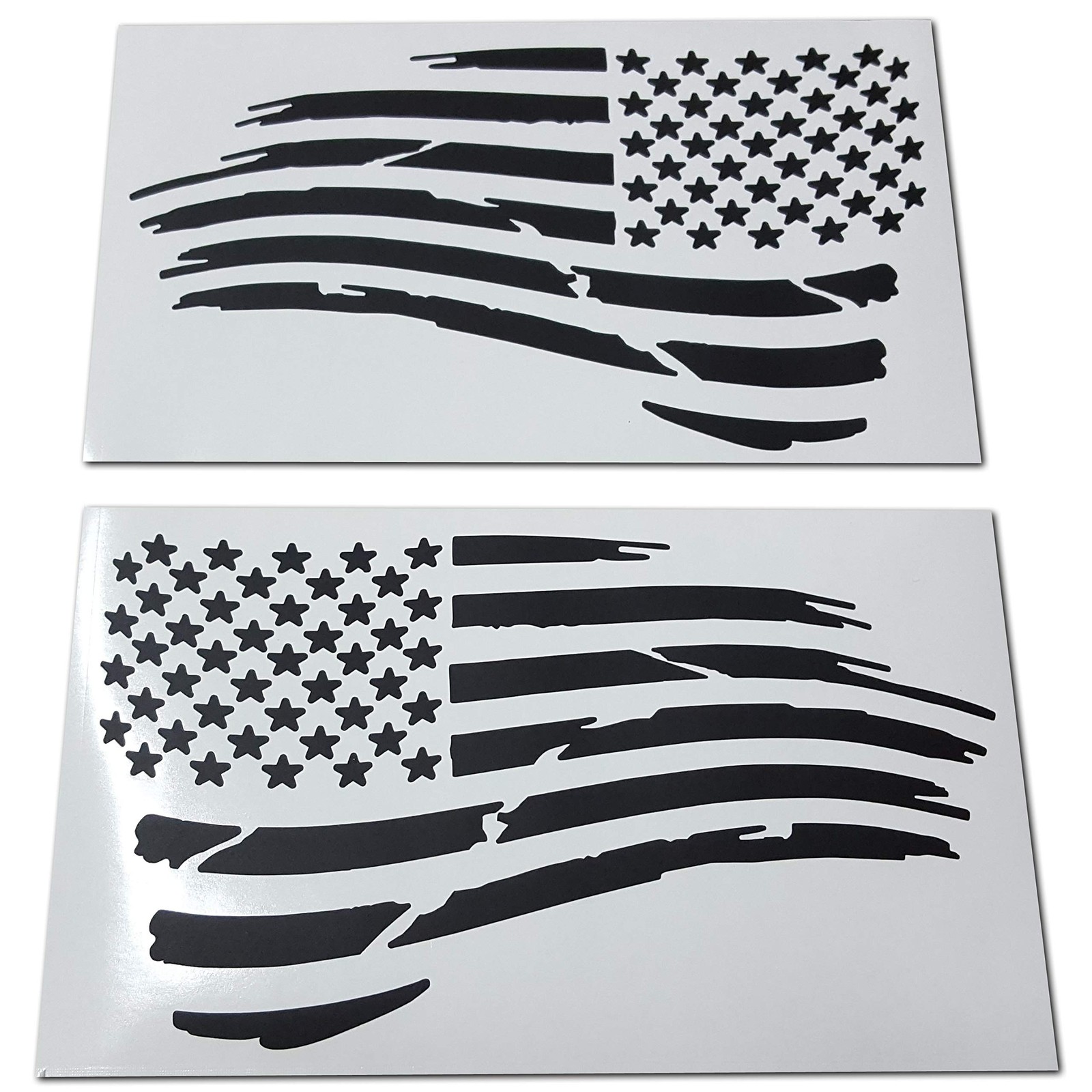 Pair of Waving USA American Flag Decal Sticker Die-Cut Subdued Car Truck (4" …