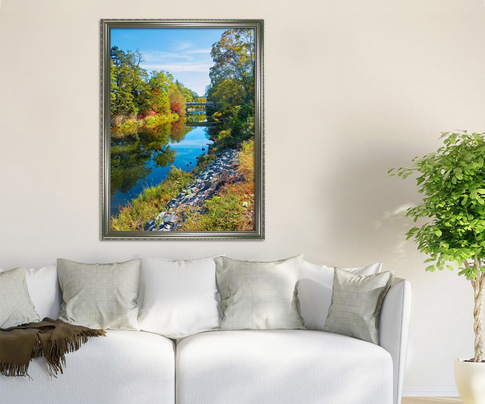 3D Forest River 65 Fake Framed Poster Home Decor Print Painting Unique Art