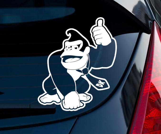 Donkey Kong Thumbs Up Super Smash Bros In/Outdoor Matte White Vinyl Decal 6×5.1"