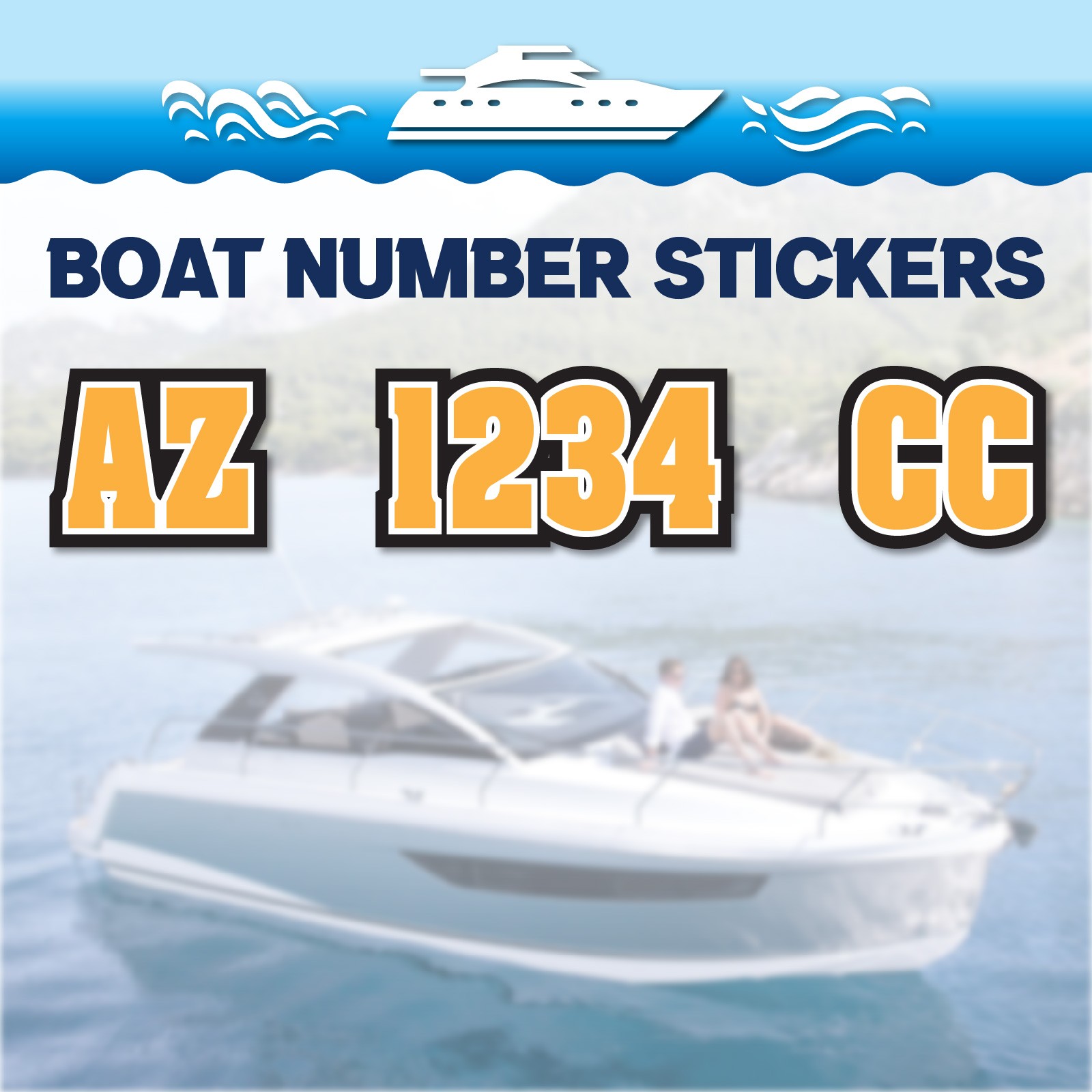3 inch 2x Watercraft Number Custom Boat Registration Stickers3 inch Plain