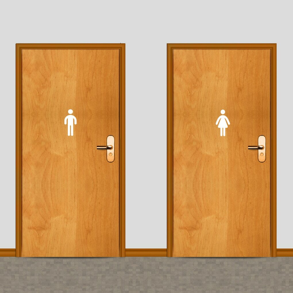 Men's and Women's Restroom Wall Decal Set – Bathroom, Restroom, Signs, Label