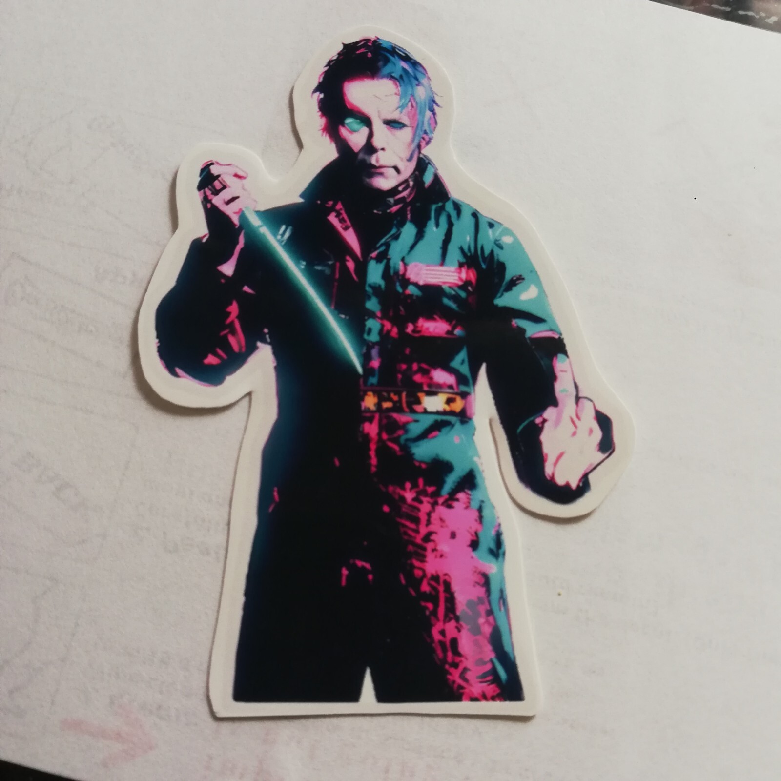 michael myers cyberpunk style, sticker, sticker