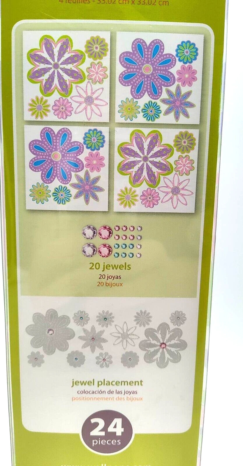 Wall Pops Wall Art Patchwork Daisy 24 Piece And Jewels Wall Decal Kit Peel Stick