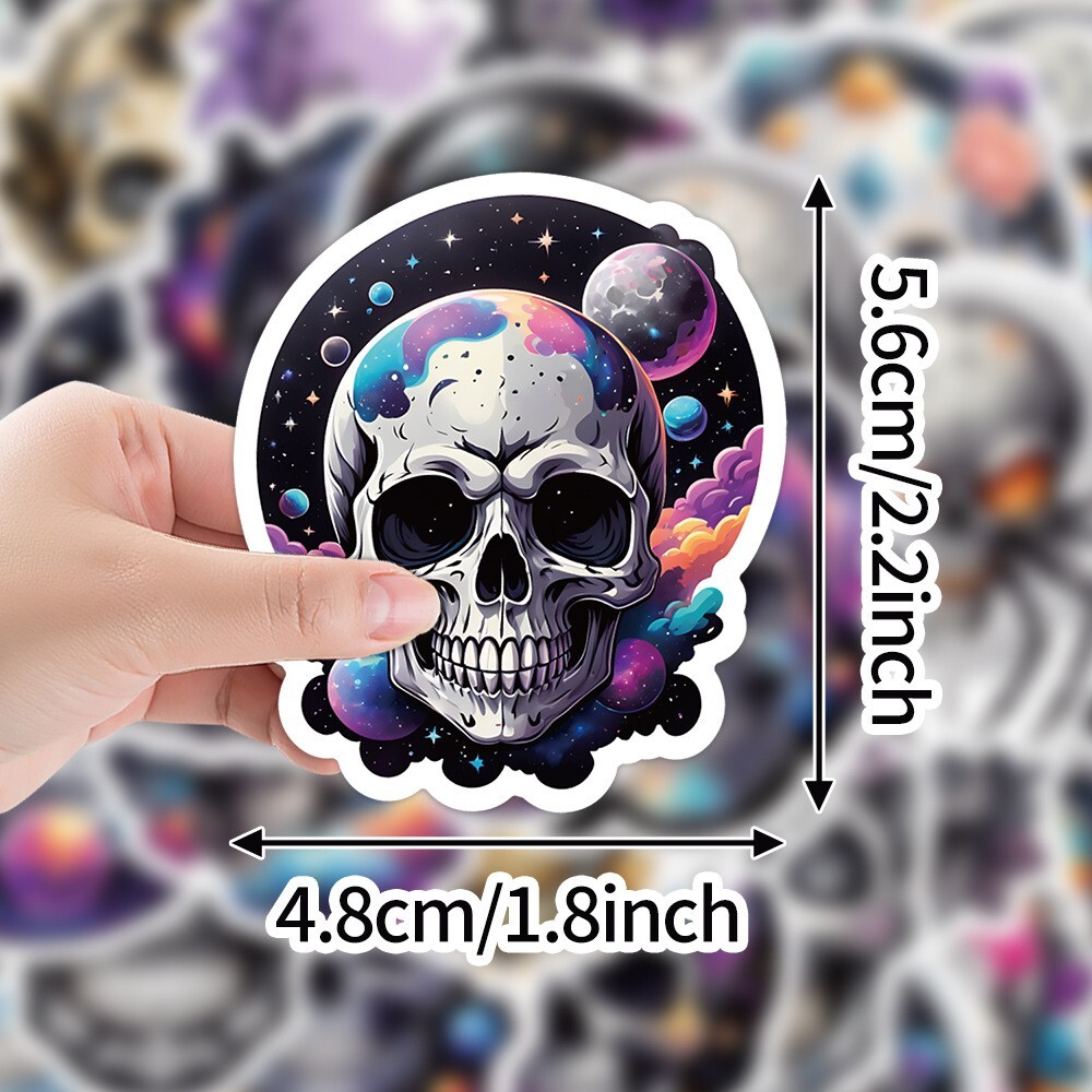 50 Pcs Stickers Halloween Skull Laptop Luggage Skateboard Car Graffiti Vinyl DIY
