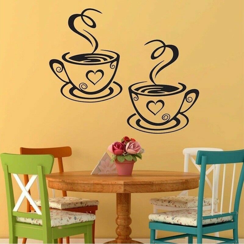 Coffee Mugs Wall Stickers Kitchen Decor Tea Decal Vinyl Wall Art