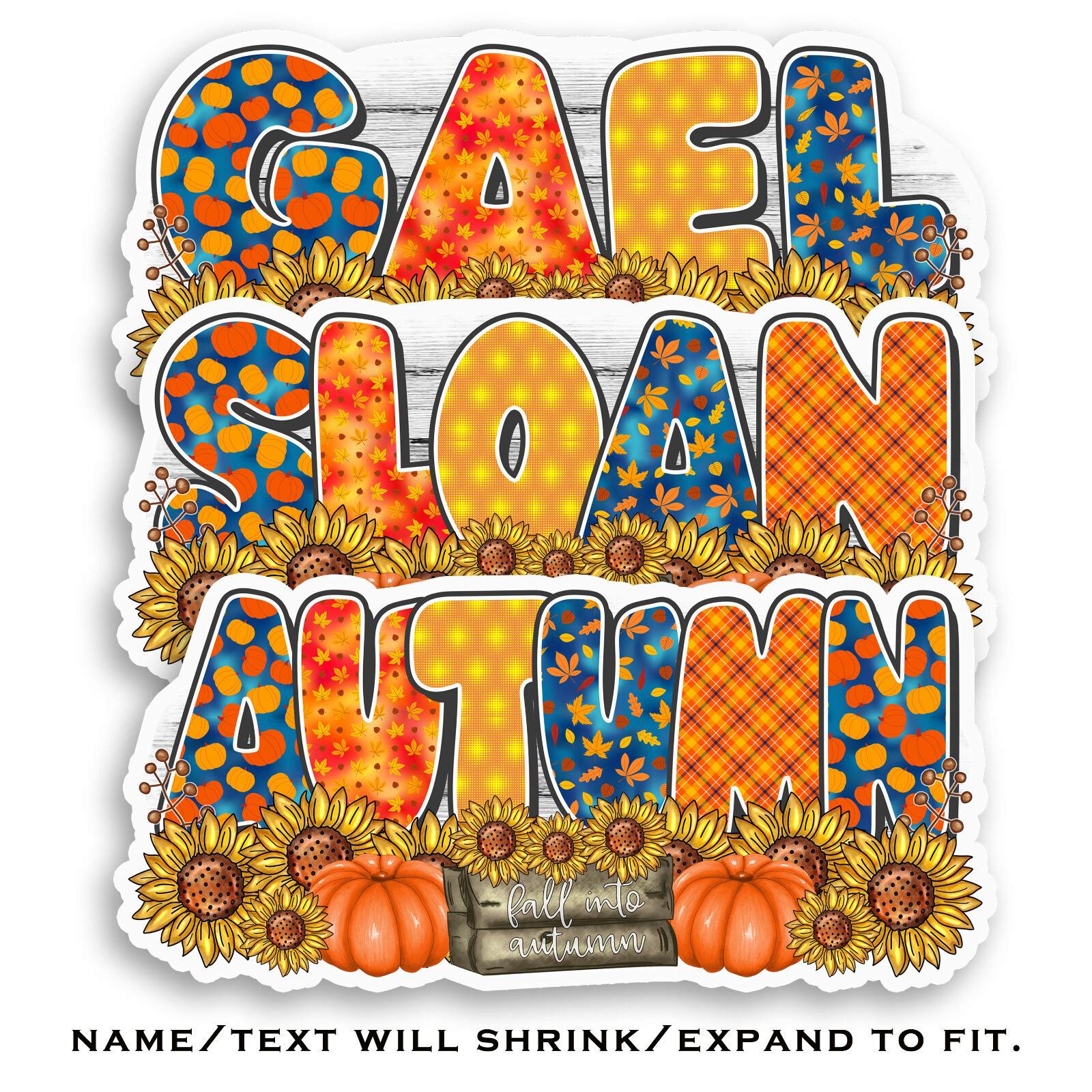 Custom Name Sticker Vinyl Decal Fall Harvest Seasonal Autumn Personalized Gift