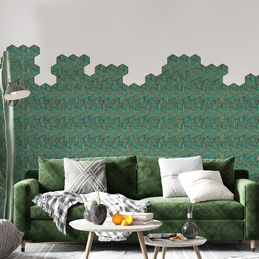 Mosaicowall Sea Green Hexagon Peel and Stick Kitchen Backsplash Tiles (10 Tiles)